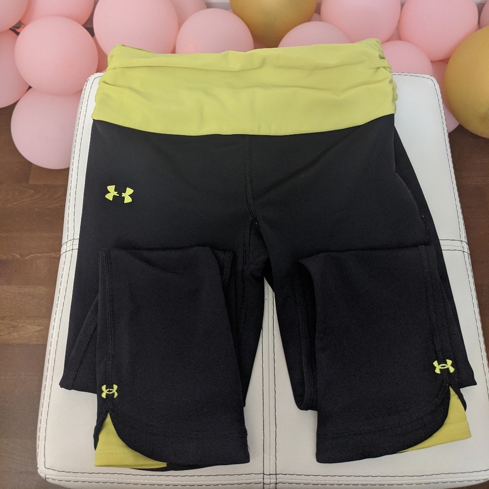 Under Armour black with neon yellow workout pants
